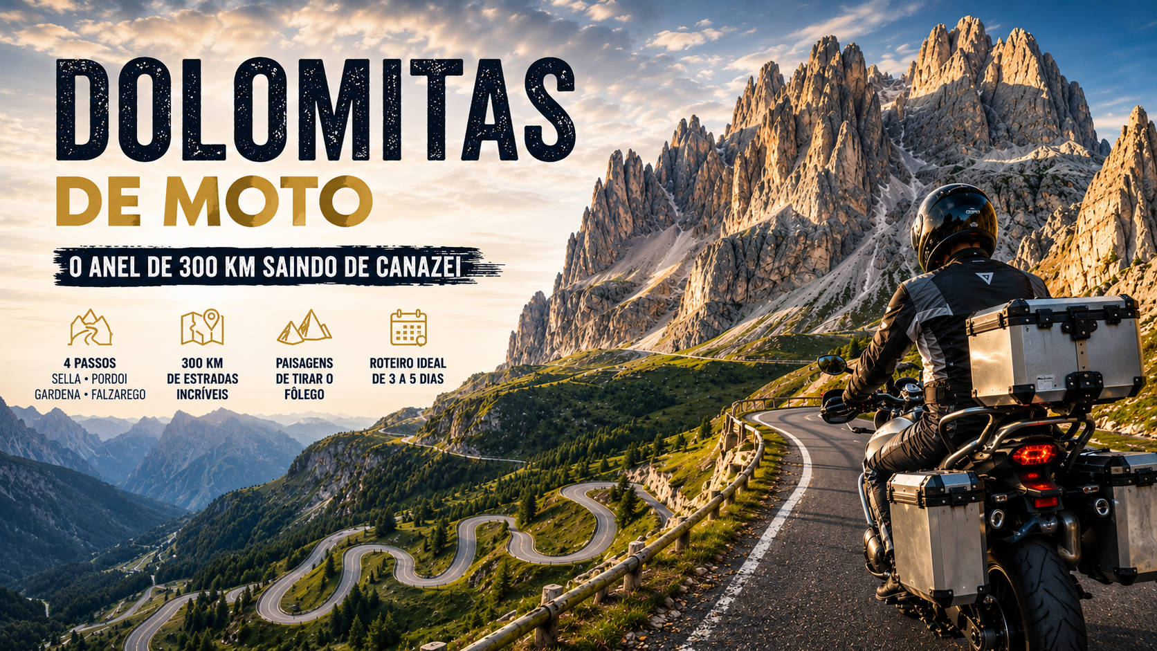 Dolomiti in moto: l’anello di 300 km partendo da Canazei